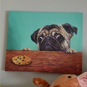 Pug Art Print with Cookie